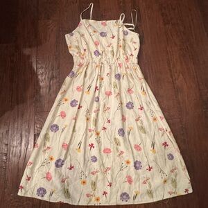 LOFT Floral Print Dress - Cream, Pink, Purple, Green